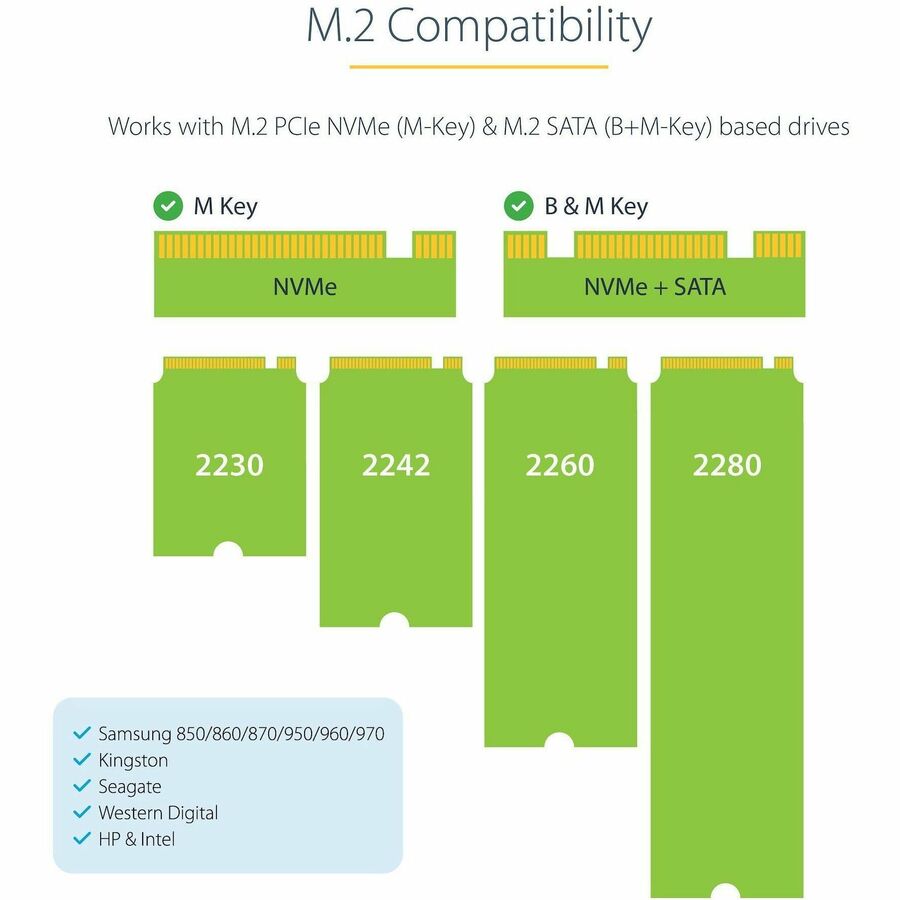 StarTech.com USB-C 10Gbps to M.2 NVMe or M.2 SATA SSD Enclosure, Portable M.2 PCIe/SATA SSD Aluminum Enclosure, USB-C & USB-A Host Cables StarTech.com USB-C 10Gbps to M.2 NVMe or M.2 SATA SSD Enclosure, Portable M.2 PCIe/SATA SSD Aluminum Enclosure, USB-C & USB-A Host Cables